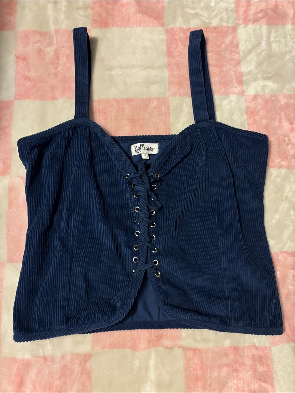 Tyler McGillivary Navy Corduroy Lace-Up Camisole